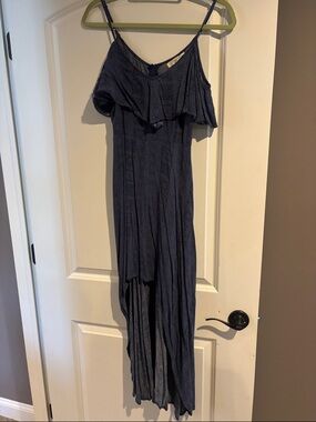 Navy Blue Off-Shoulder Maxi Dress